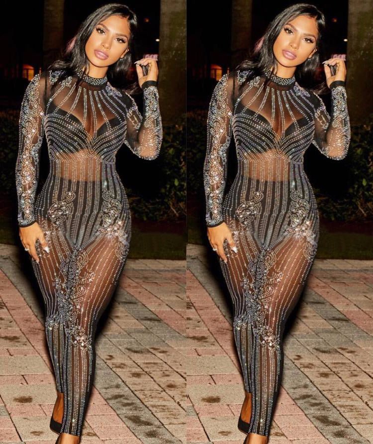 New Hot Drill Mesh Women's Jumpsuit - Vintress Fashion