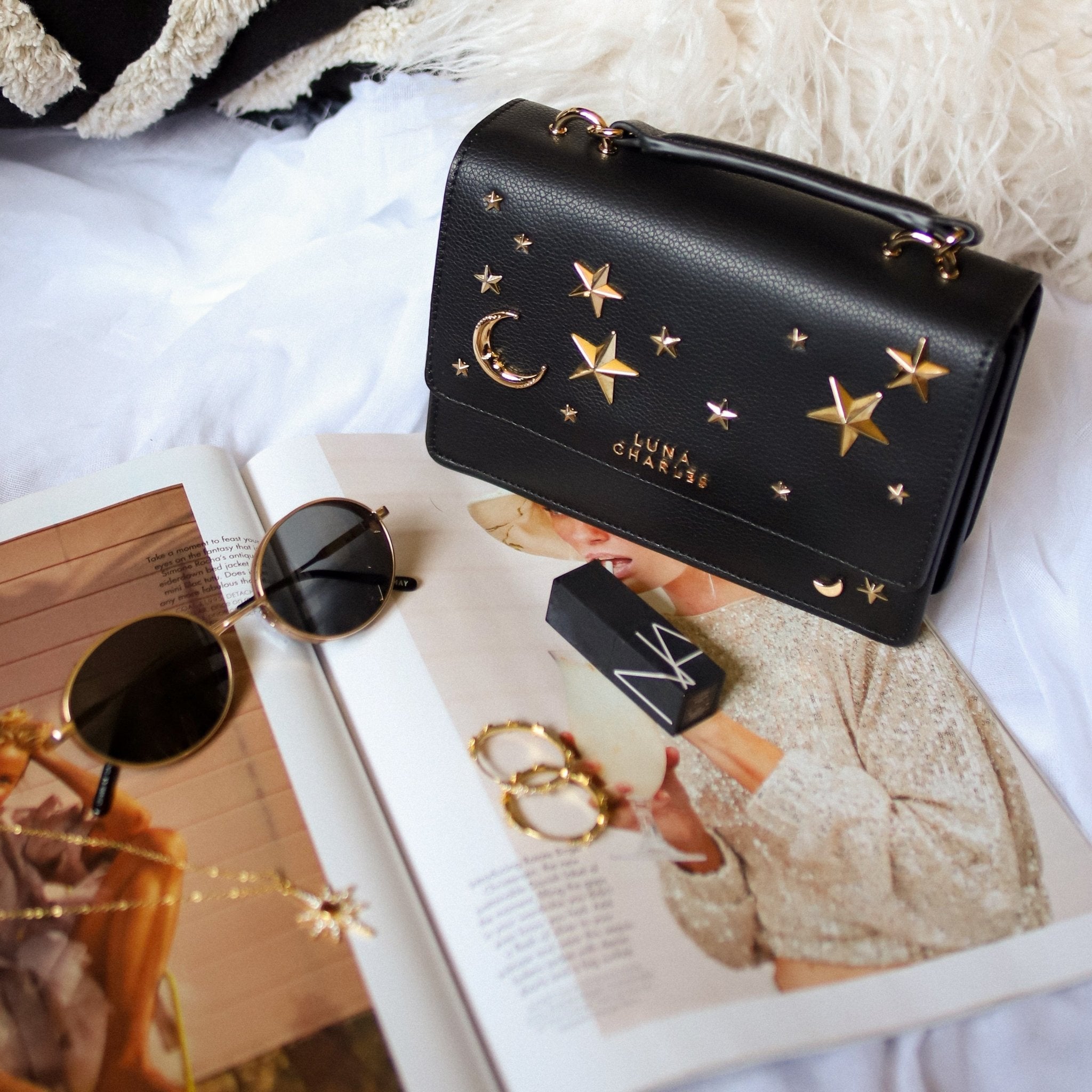 Nova Star Studded Handbag - Black & Gold - Vintress Fashion