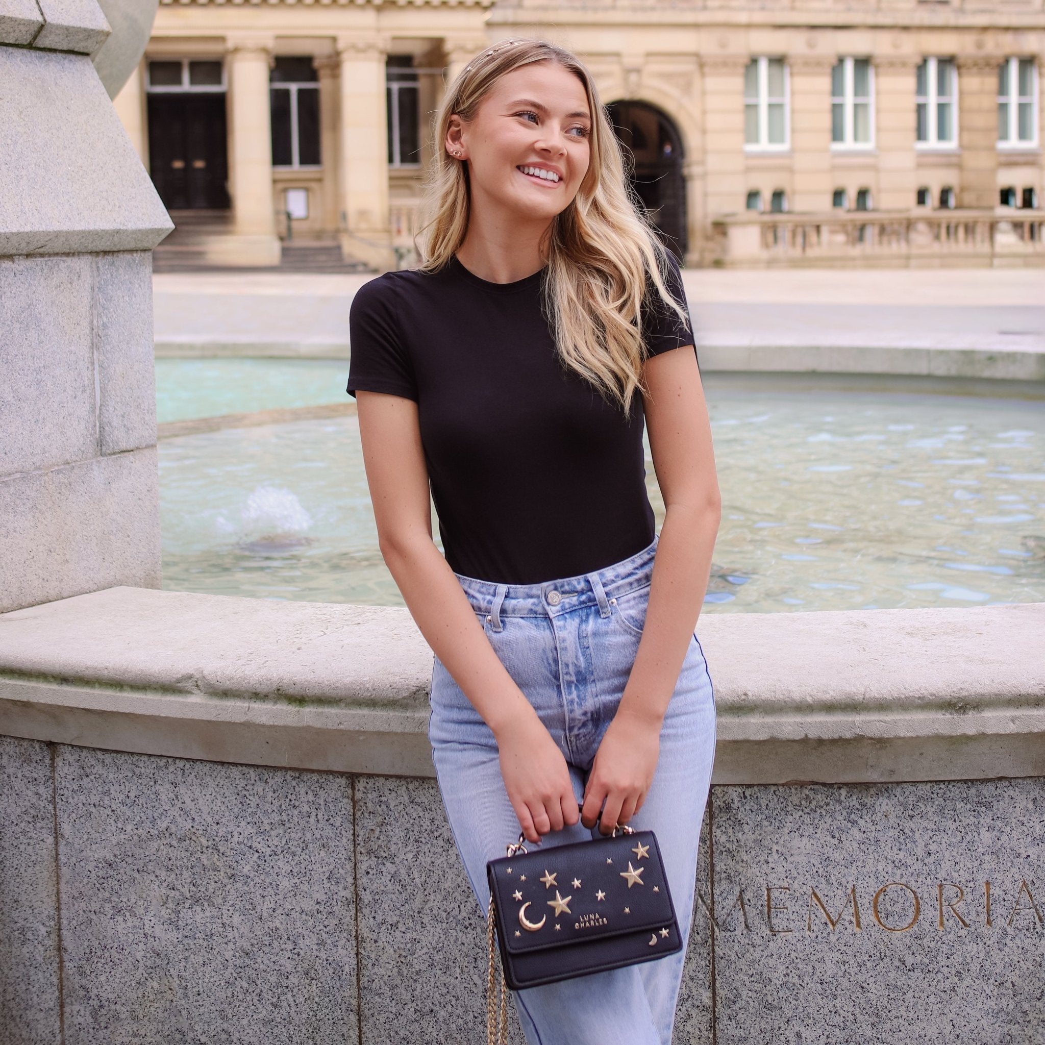 Nova Star Studded Handbag - Black & Gold - Vintress Fashion