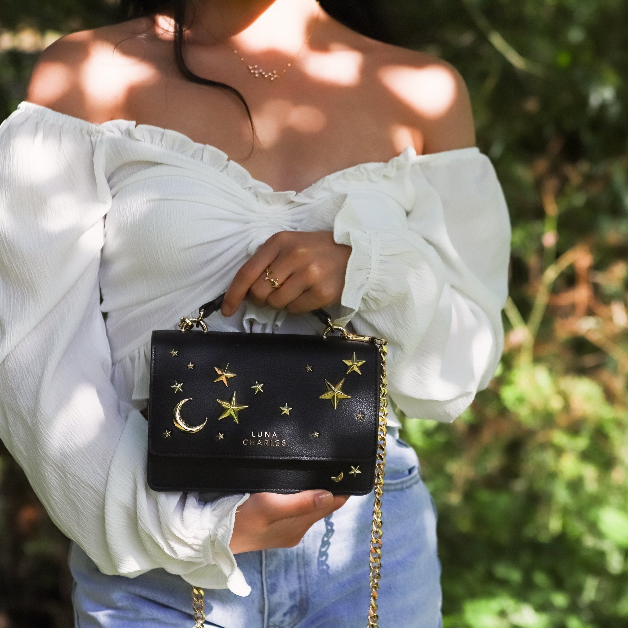 Nova Star Studded Handbag - Black & Gold - Vintress Fashion