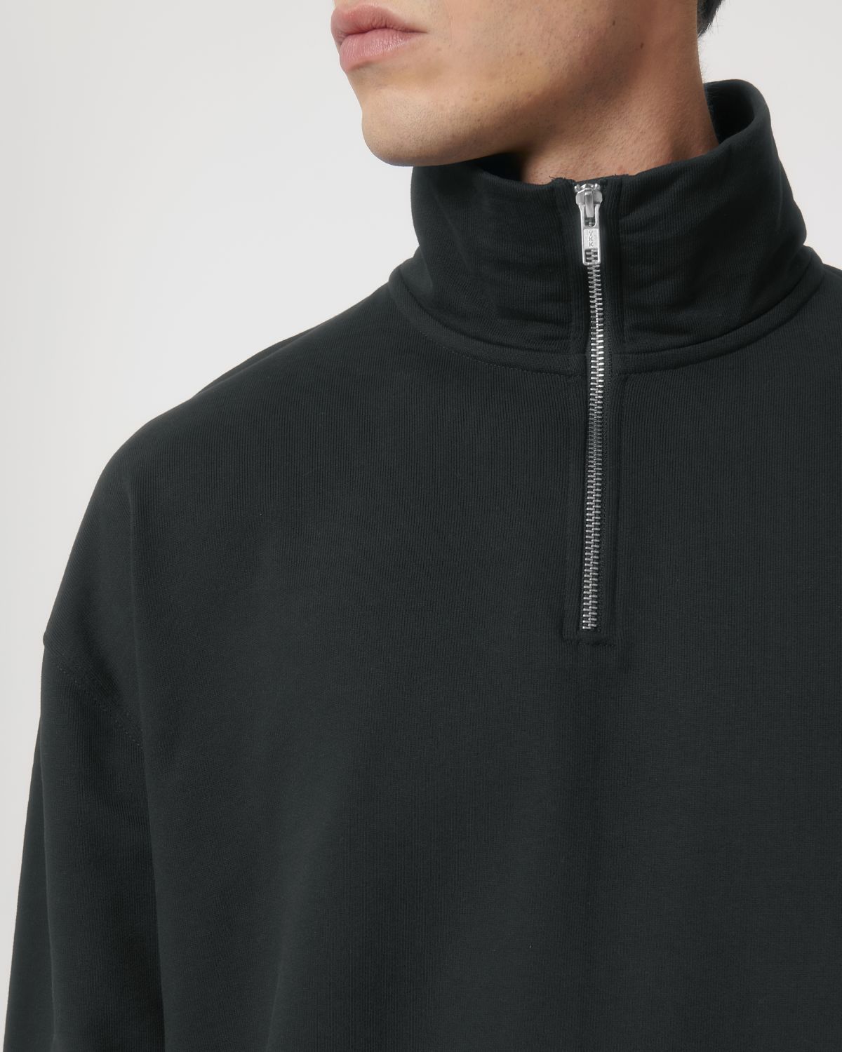 Organic Boxy Quarter Zip Sweatshirt: Unisex - Vintress Fashion