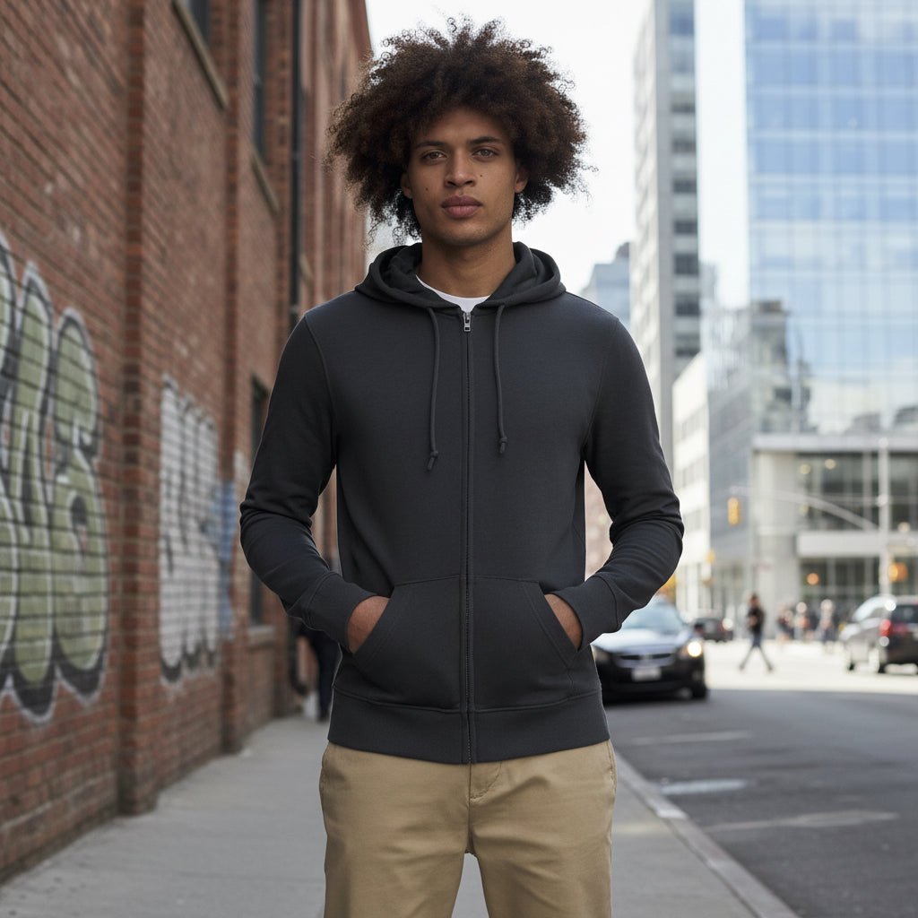 Organic Essential Zipped Hoodie: Mens - Vintress Fashion