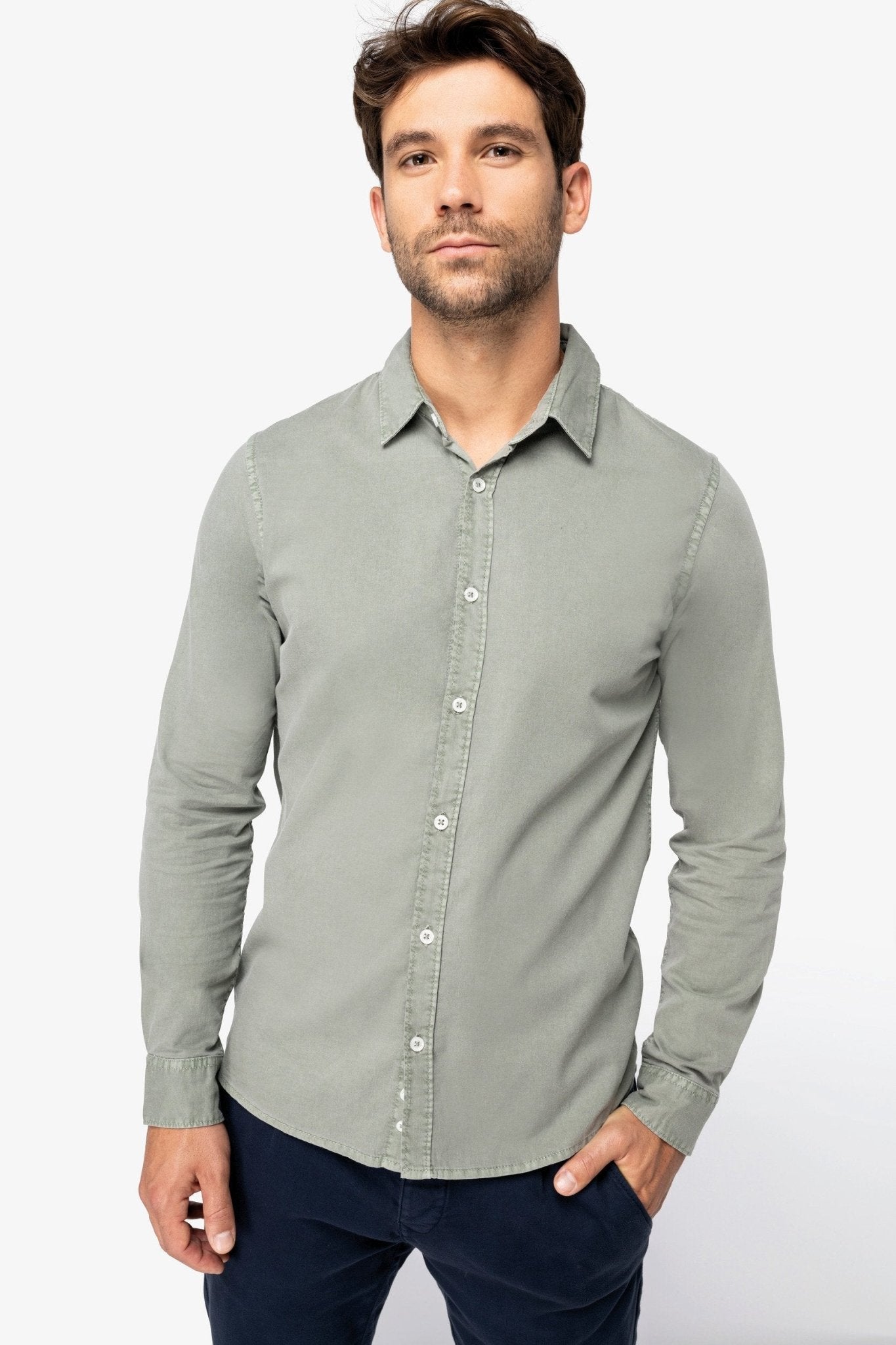 Organic Washed Long Sleeve Shirt - Vintress Fashion