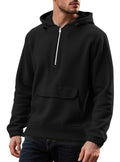Padded Fleece Sweater Solid Color Half Zip Hooded Work Clothes Pullover - Vintress Fashion
