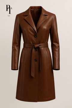 Prestige Tannery Brown Leather Trench Coat