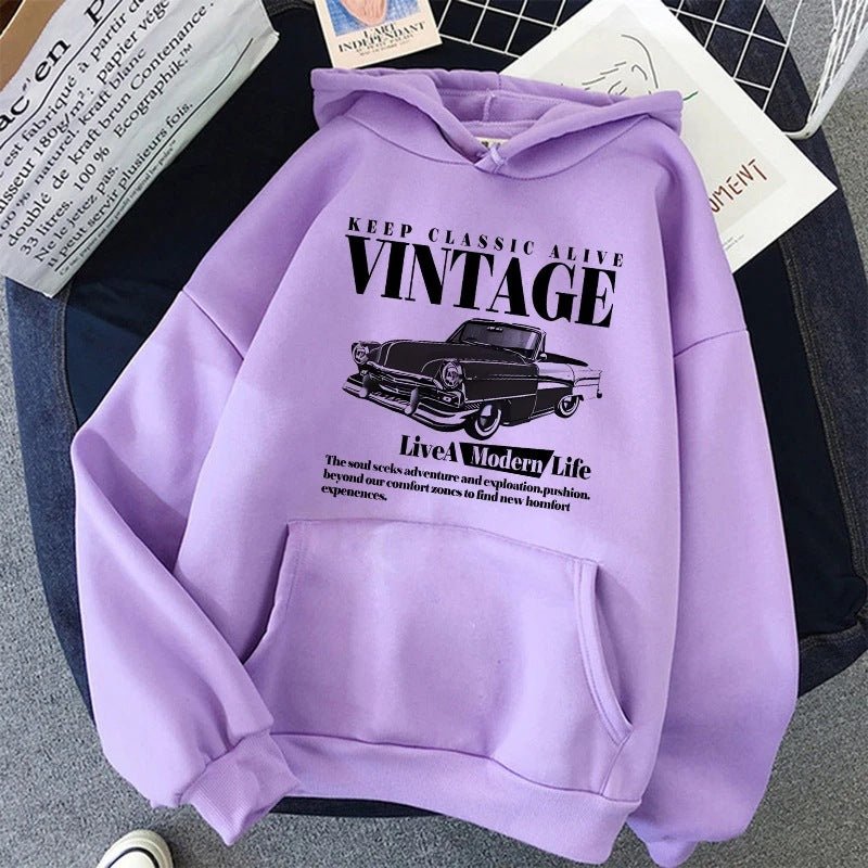 Retro-style Hoodie For Girls Women's Casual Patterned Printed Sweatshirt - Vintress Fashion