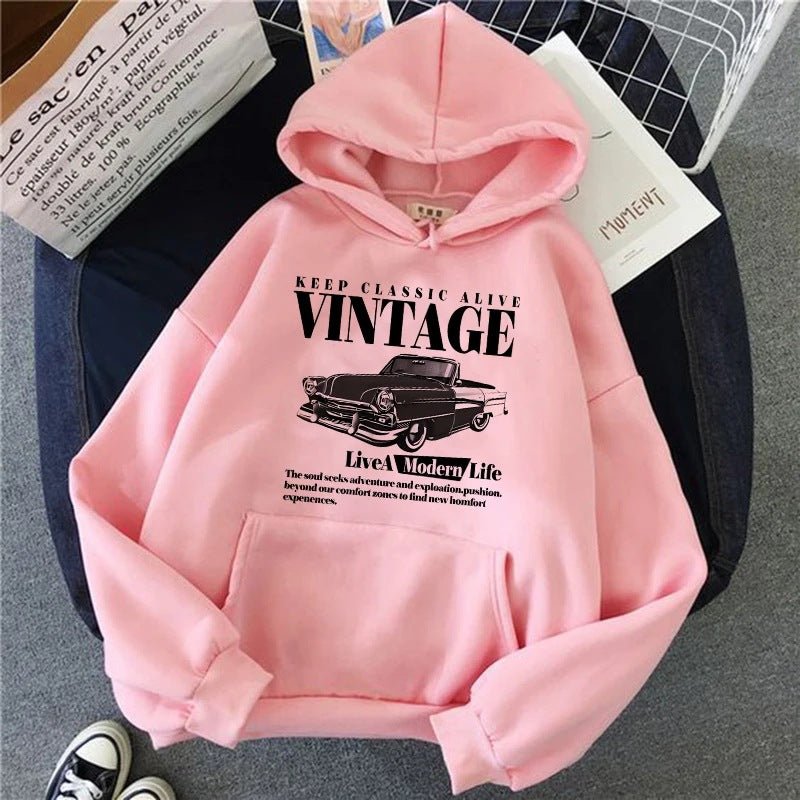 Retro-style Hoodie For Girls Women's Casual Patterned Printed Sweatshirt - Vintress Fashion