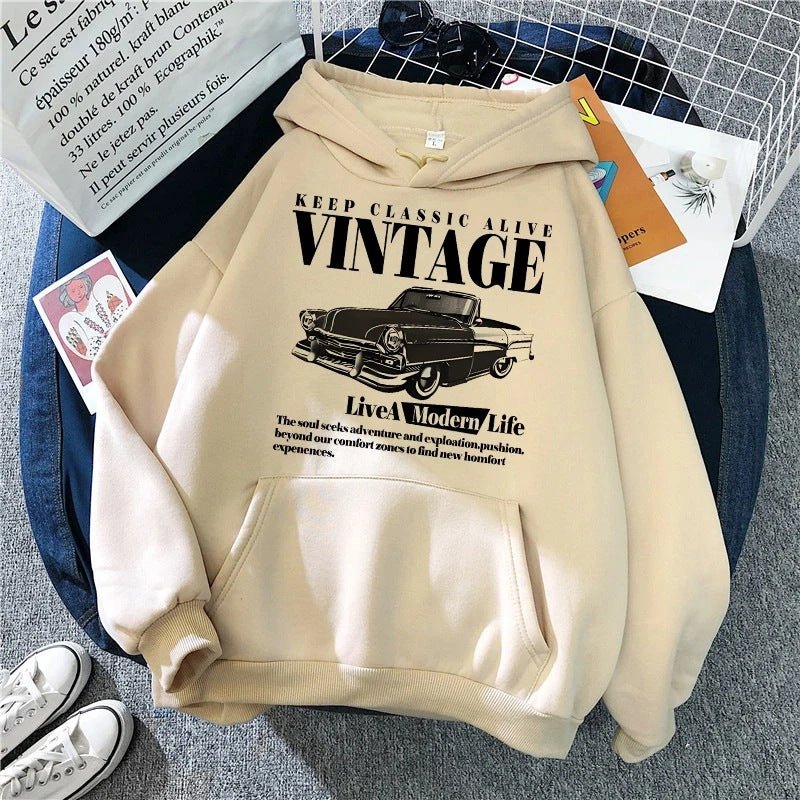 Retro-style Hoodie For Girls Women's Casual Patterned Printed Sweatshirt - Vintress Fashion