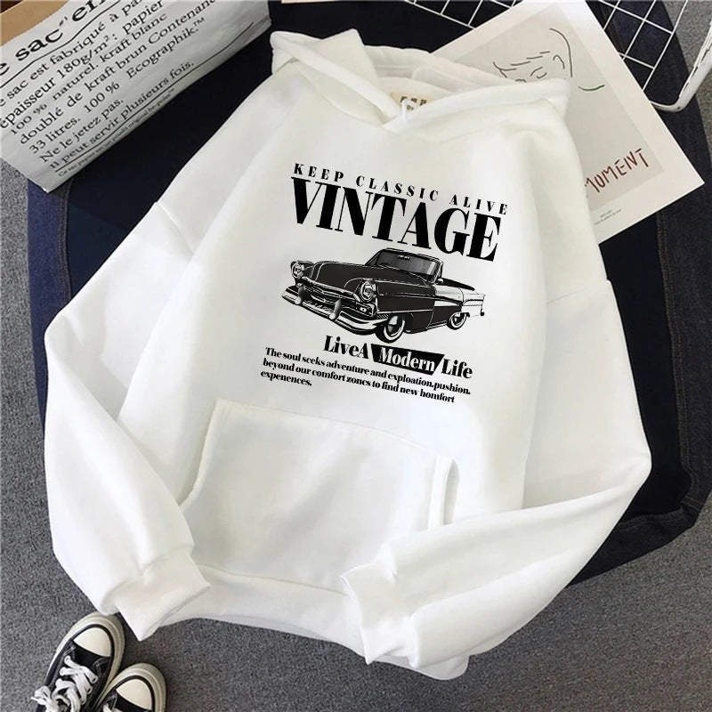 Retro-style Hoodie For Girls Women's Casual Patterned Printed Sweatshirt - Vintress Fashion