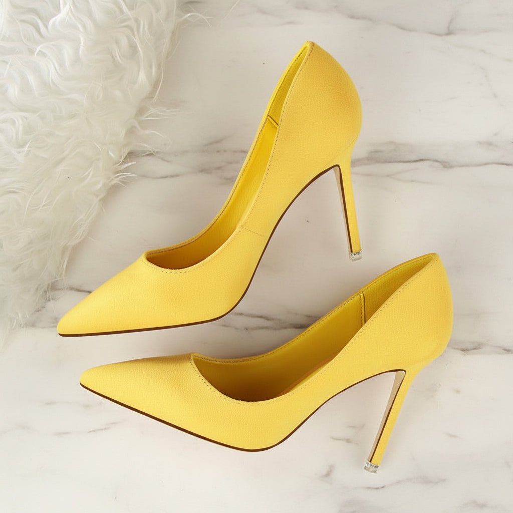 Shallow pointed suede high heels - Vintress Fashion