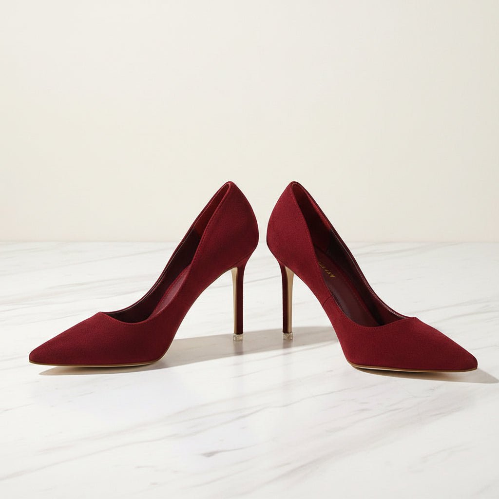 Shallow pointed suede high heels - Vintress Fashion