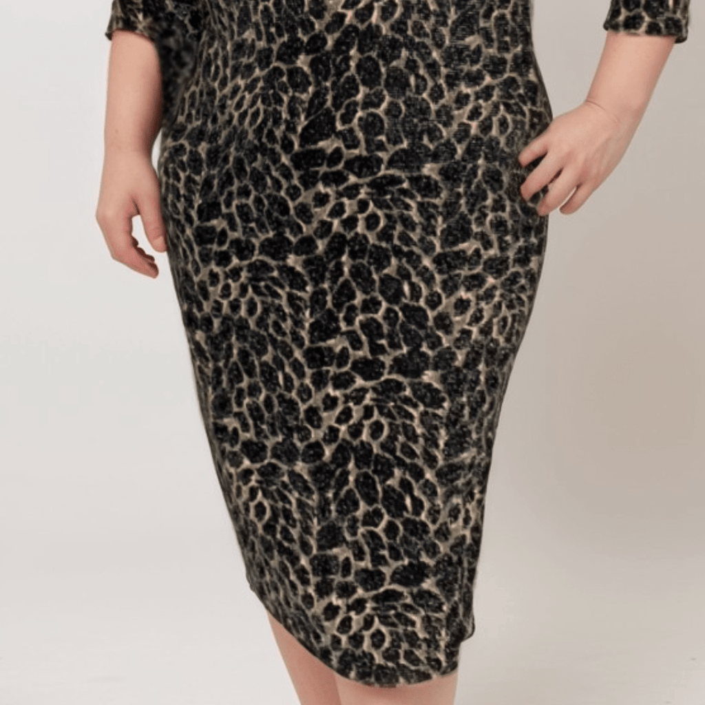Sparkly 3/4 Sleeve Midi Dress - Vintress Fashion