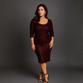 Sparkly 3/4 Sleeve Midi Dress - Vintress Fashion
