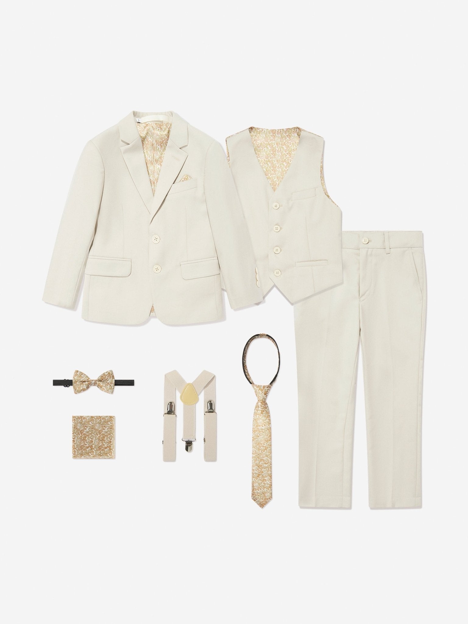 SUITLAB London Boys 7 Piece Suit Set in Beige - Vintress Fashion