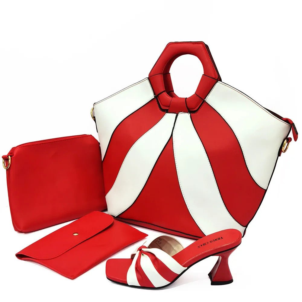 Summer Sandals for Women Fashion Colorblock Three Piece Tote Bag With High - Vintress Fashion