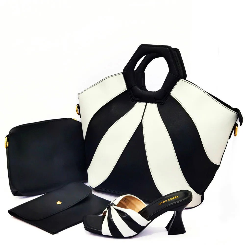 Summer Sandals for Women Fashion Colorblock Three Piece Tote Bag With High - Vintress Fashion
