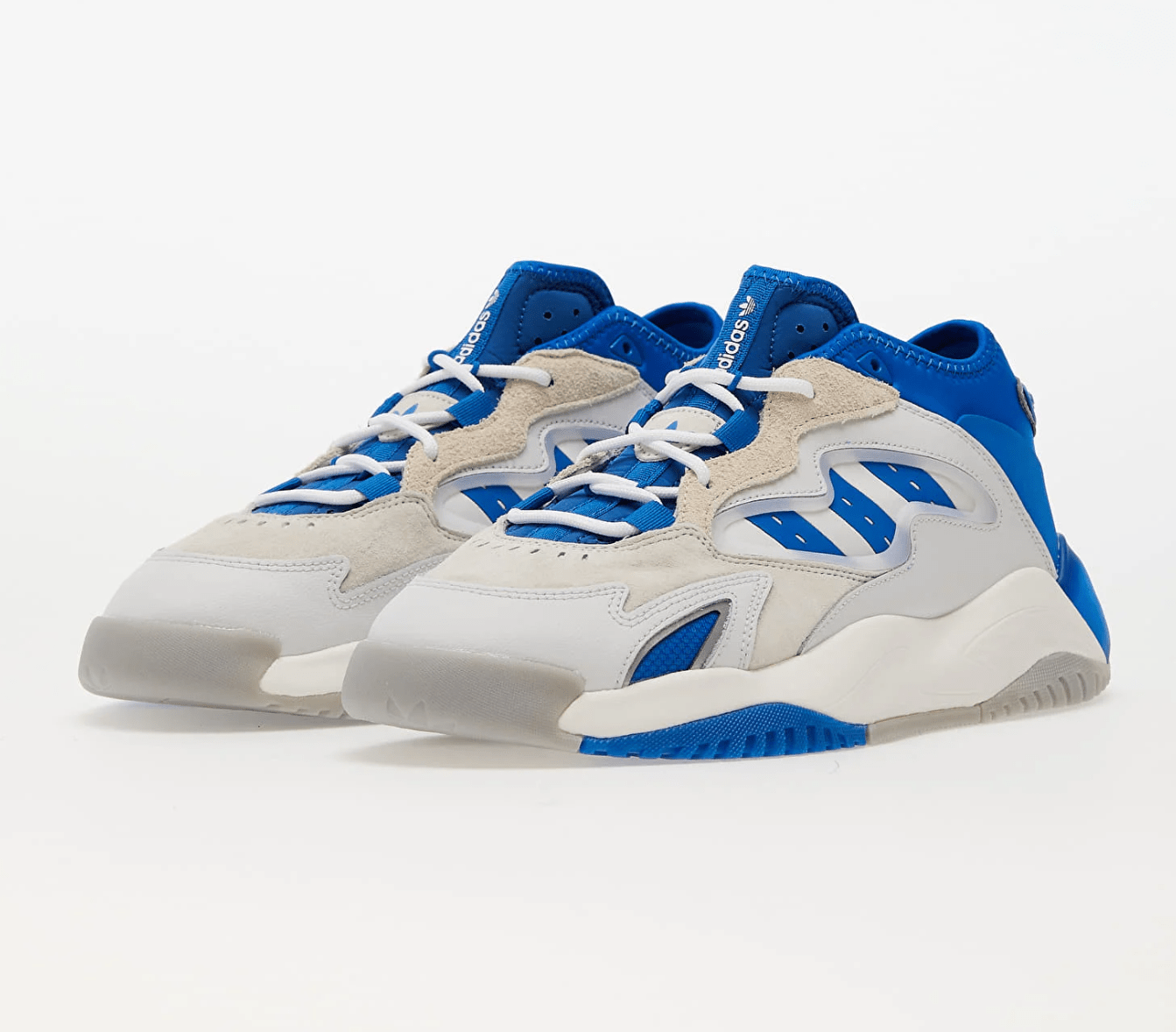 UK 8.5 Adidas Streetball II Leather Trainers – White Blue Grey - Vintress Fashion