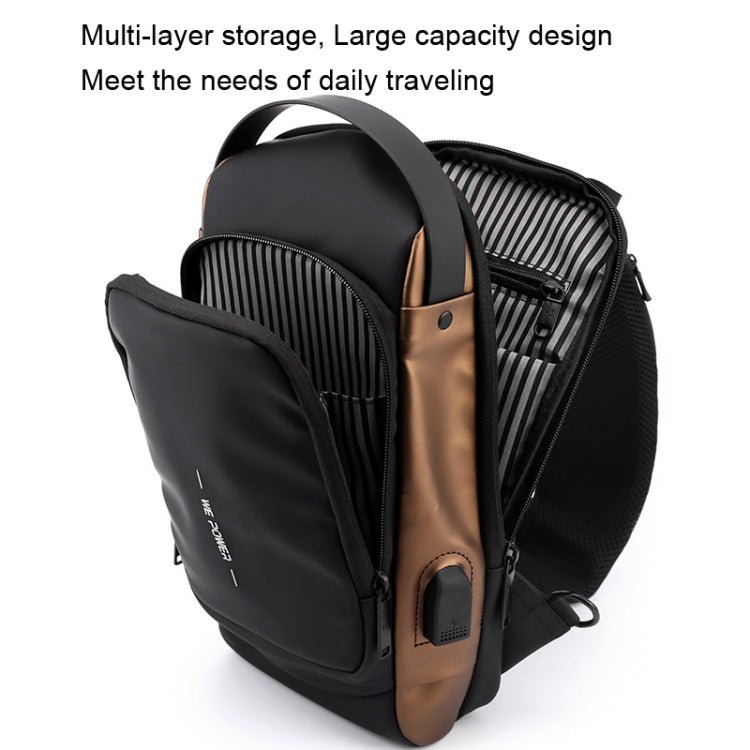 WEPOWER Men Chest Bag Anti-Theft Password Lock Locomotive Bag Messenger Bag(Gray Brown) - Vintress Fashion