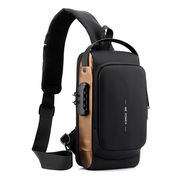 WEPOWER Men Chest Bag Anti-Theft Password Lock Locomotive Bag Messenger Bag(Gray Brown) - Vintress Fashion