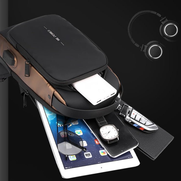 WEPOWER Men Chest Bag Anti-Theft Password Lock Locomotive Bag Messenger Bag(Gray Brown) - Vintress Fashion