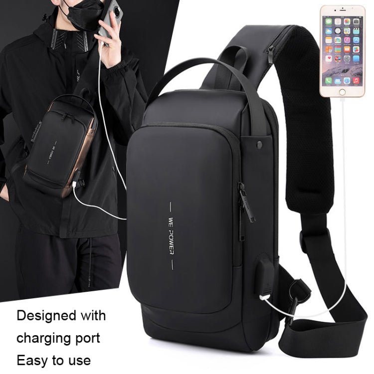 WEPOWER Men Chest Bag Anti-Theft Password Lock Locomotive Bag Messenger Bag(Gray Brown) - Vintress Fashion