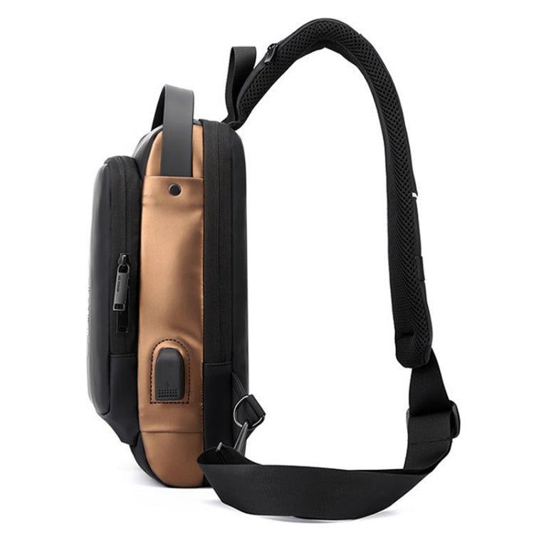 WEPOWER Men Chest Bag Anti-Theft Password Lock Locomotive Bag Messenger Bag(Gray Brown) - Vintress Fashion