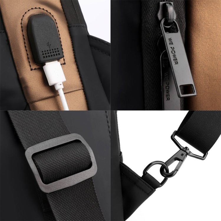 WEPOWER Men Chest Bag Anti-Theft Password Lock Locomotive Bag Messenger Bag(Gray Brown) - Vintress Fashion