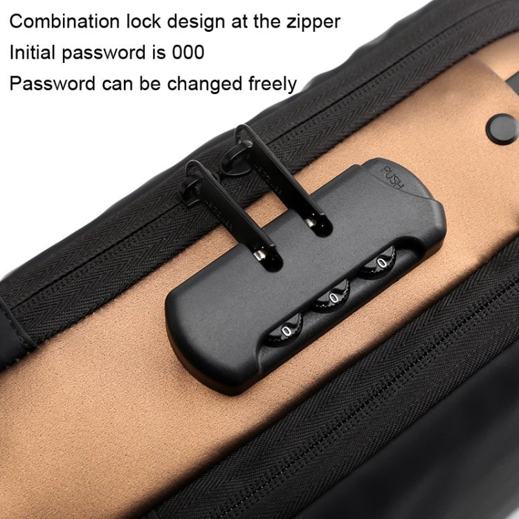 WEPOWER Men Chest Bag Anti-Theft Password Lock Locomotive Bag Messenger Bag(Gray Brown) - Vintress Fashion