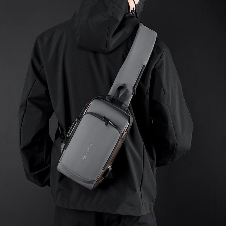 WEPOWER Men Chest Bag Anti-Theft Password Lock Locomotive Bag Messenger Bag(Gray Brown) - Vintress Fashion
