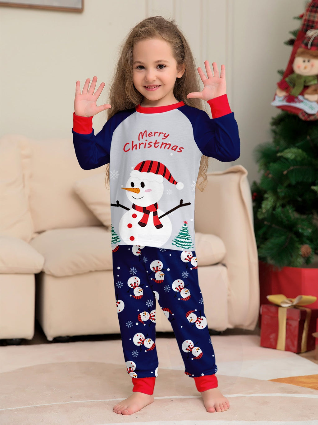 White Snowman Parent-Child Christmas Pajamas Cartoon Family Set - Vintress Fashion