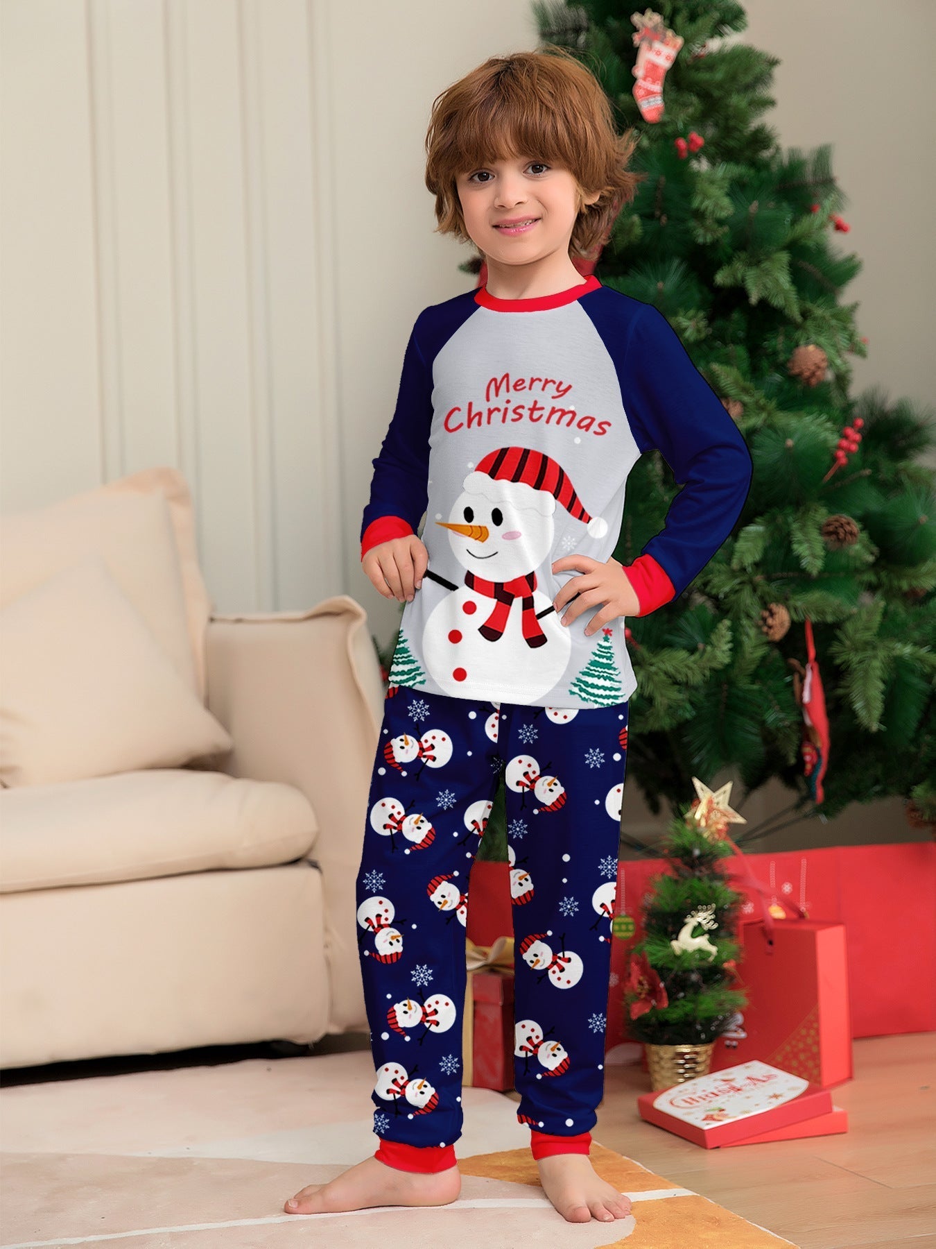 White Snowman Parent-Child Christmas Pajamas Cartoon Family Set - Vintress Fashion