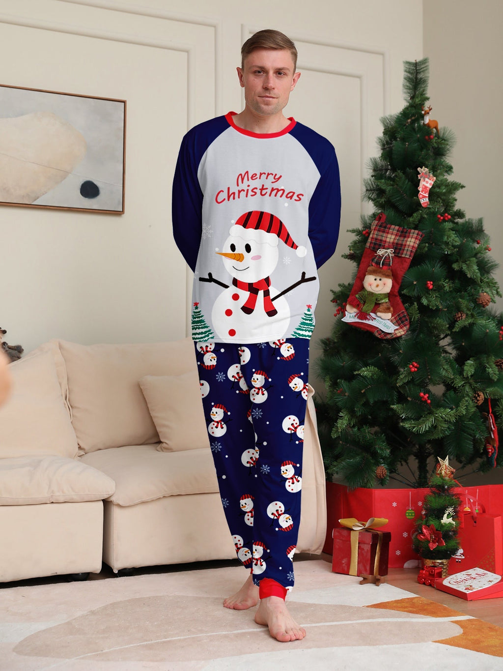 White Snowman Parent-Child Christmas Pajamas Cartoon Family Set - Vintress Fashion