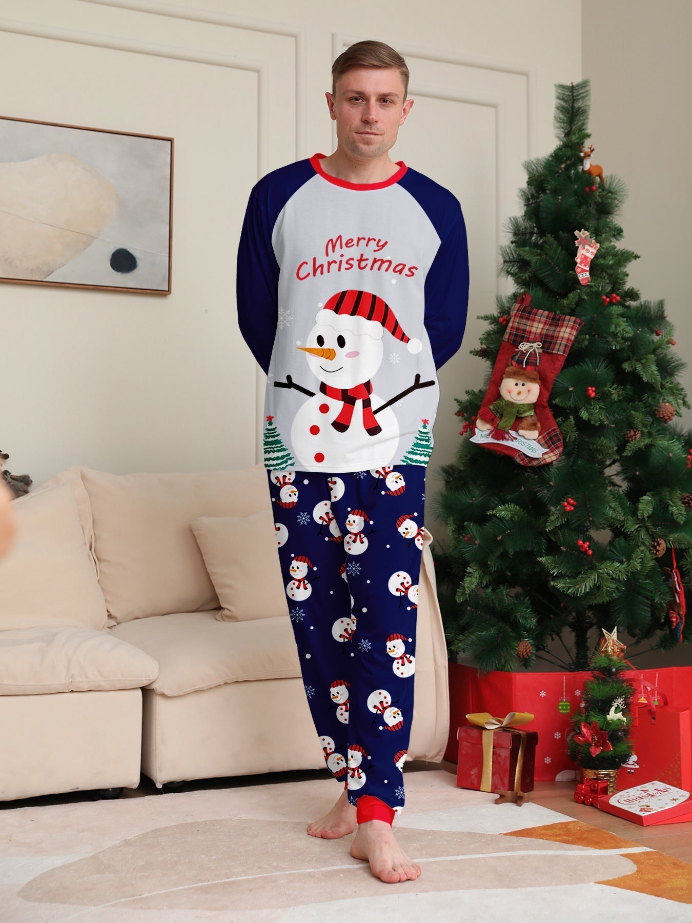 White Snowman Parent-Child Christmas Pajamas Cartoon Family Set - Vintress Fashion