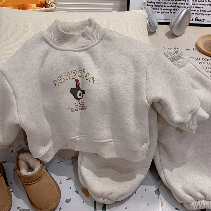 Winter Children's Fleece-Lined Warm Hoodie Set - Vintress Fashion