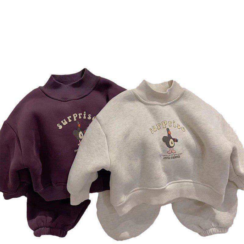 Winter Children's Fleece-Lined Warm Hoodie Set - Vintress Fashion