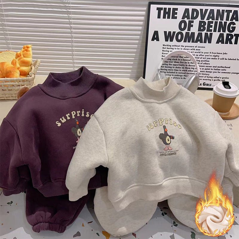 Winter Children's Fleece-Lined Warm Hoodie Set - Vintress Fashion
