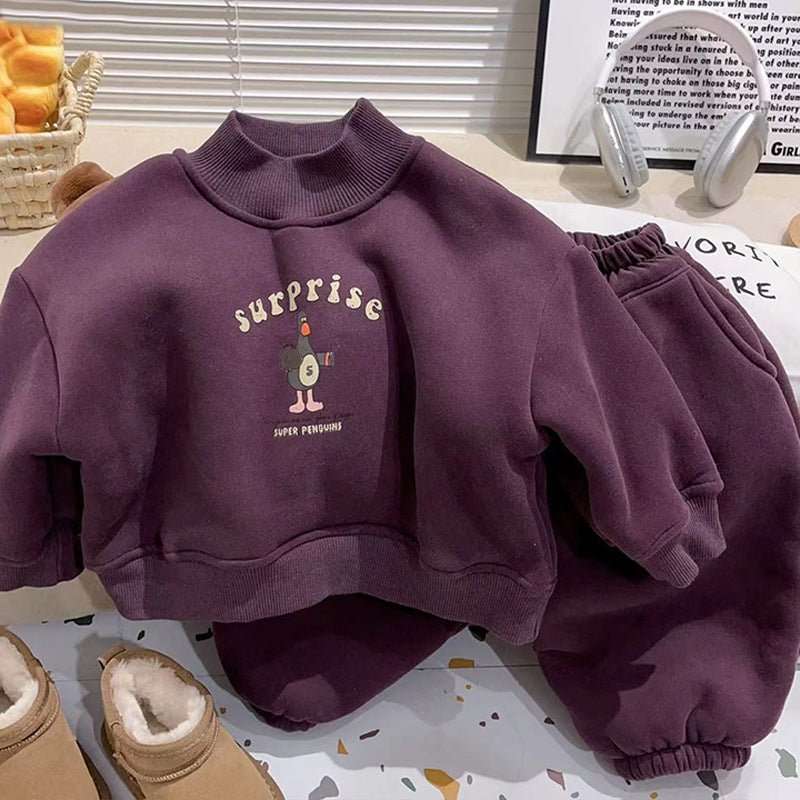 Winter Children's Fleece-Lined Warm Hoodie Set - Vintress Fashion