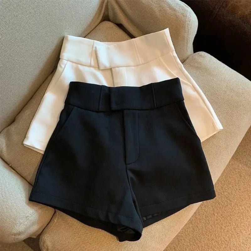 Women Shorts Mooyufon Black Shorts Women Elegance High Waisted Shorts A Line Slim Casual Straight Pants - Vintress Fashion