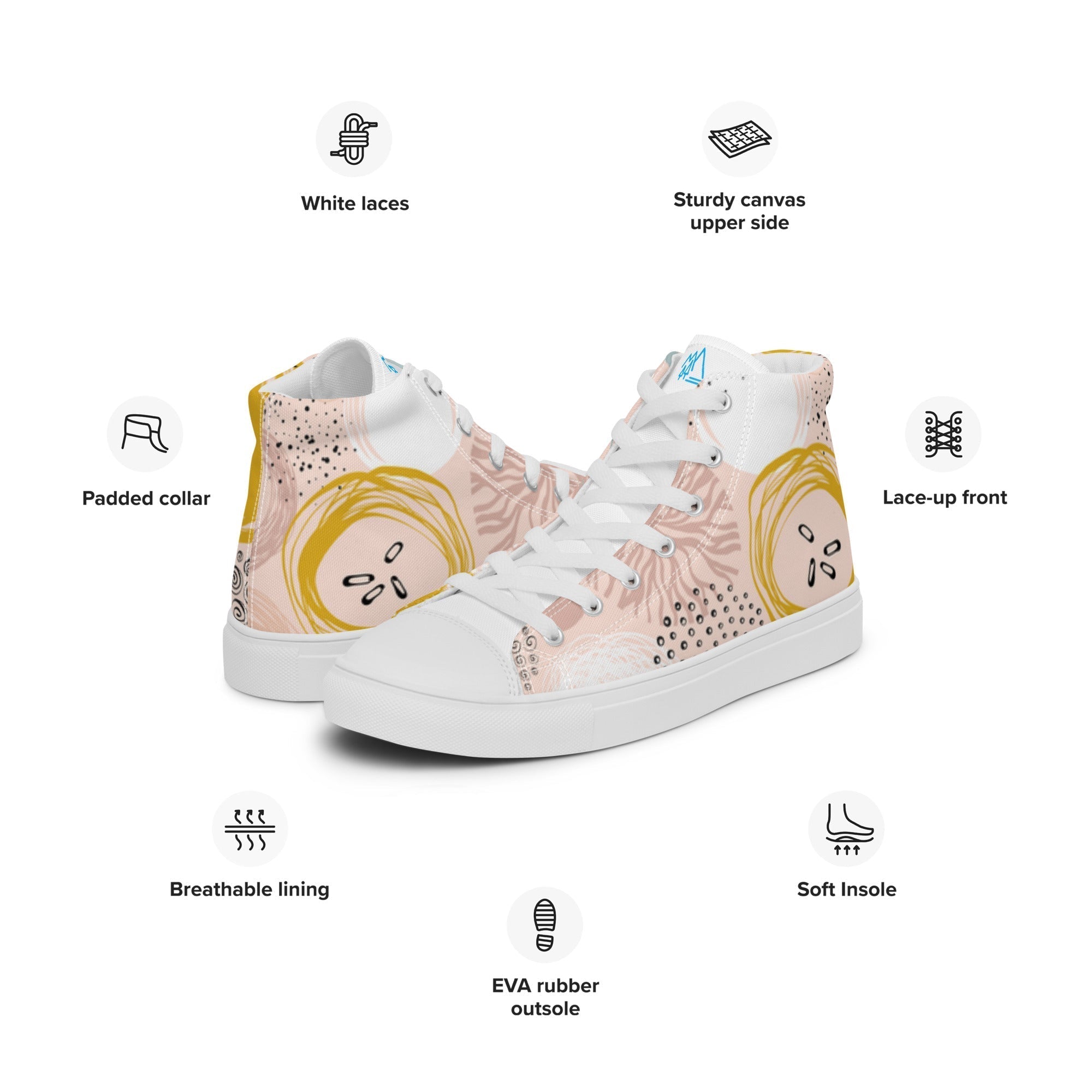Women’s High Top Canvas Rose Pattern Shoes - Vintress Fashion