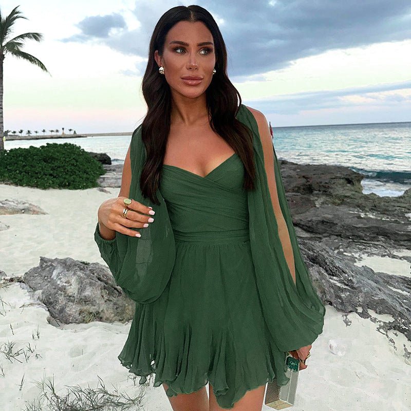 Women's Solid Color Slim Fit Short Dress - Vintress Fashion