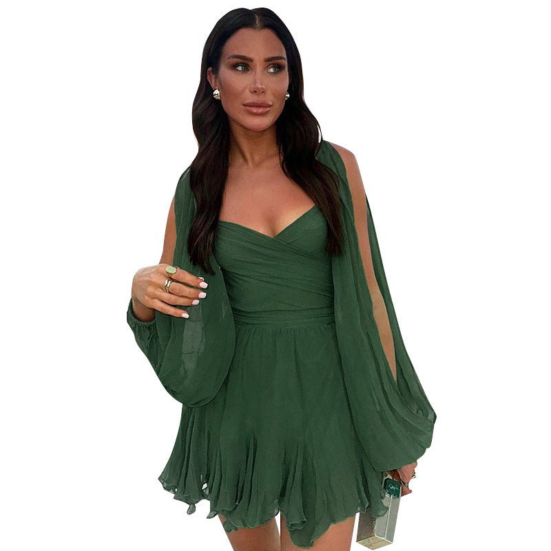 Women's Solid Color Slim Fit Short Dress - Vintress Fashion
