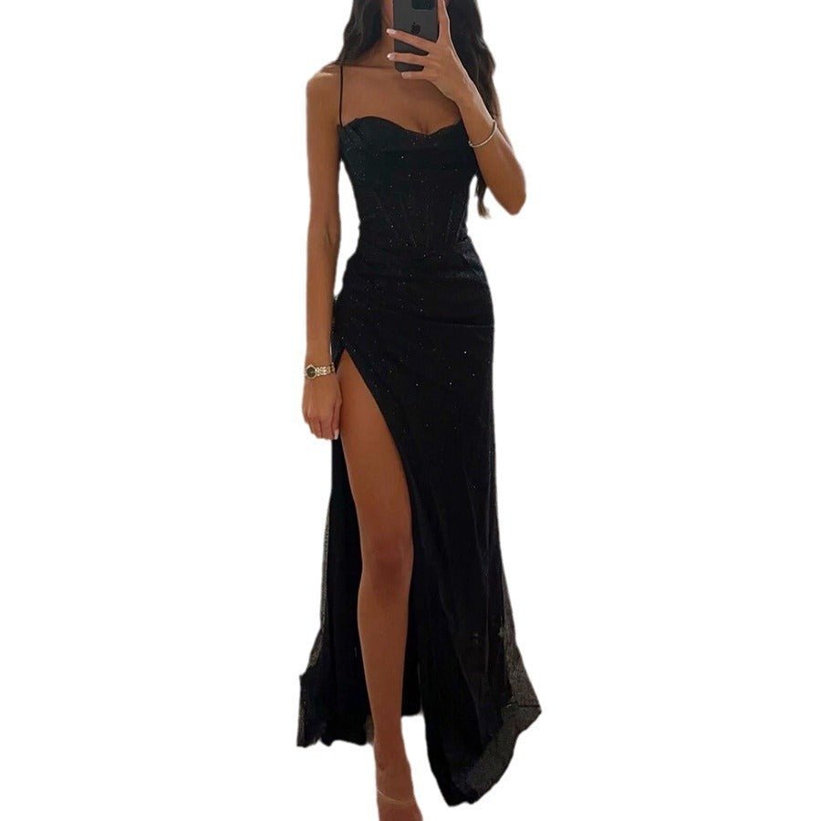 Women's V-Neck Split Maxi Dress - Elegant Sleeveless Evening Party Gown - Vintress Fashion