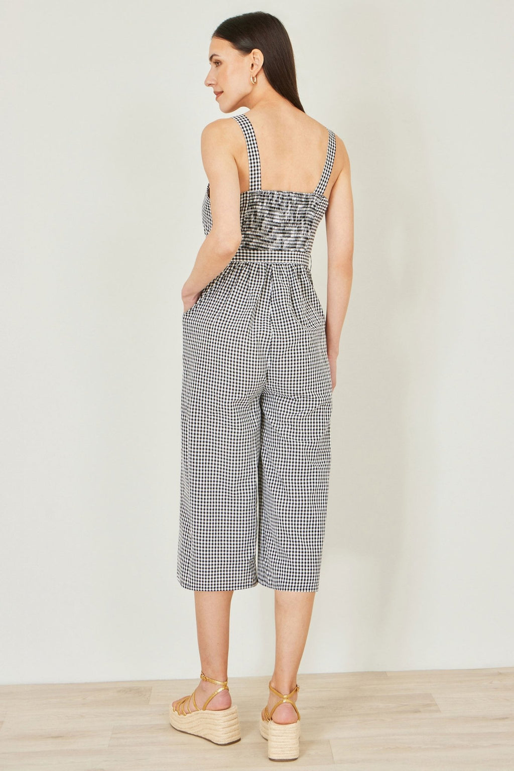 Yumi Black Gingham Button Through Jumpsuit - Vintress Fashion
