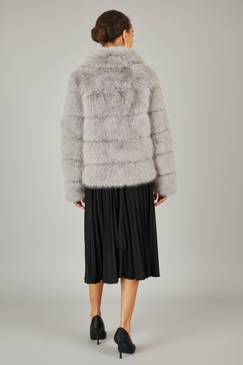 Yumi Grey Luxe Faur Fur Coat - Vintress Fashion