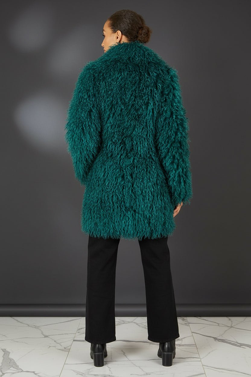 Yumi Teal Luxe Long Hair Fur Coat - Vintress Fashion