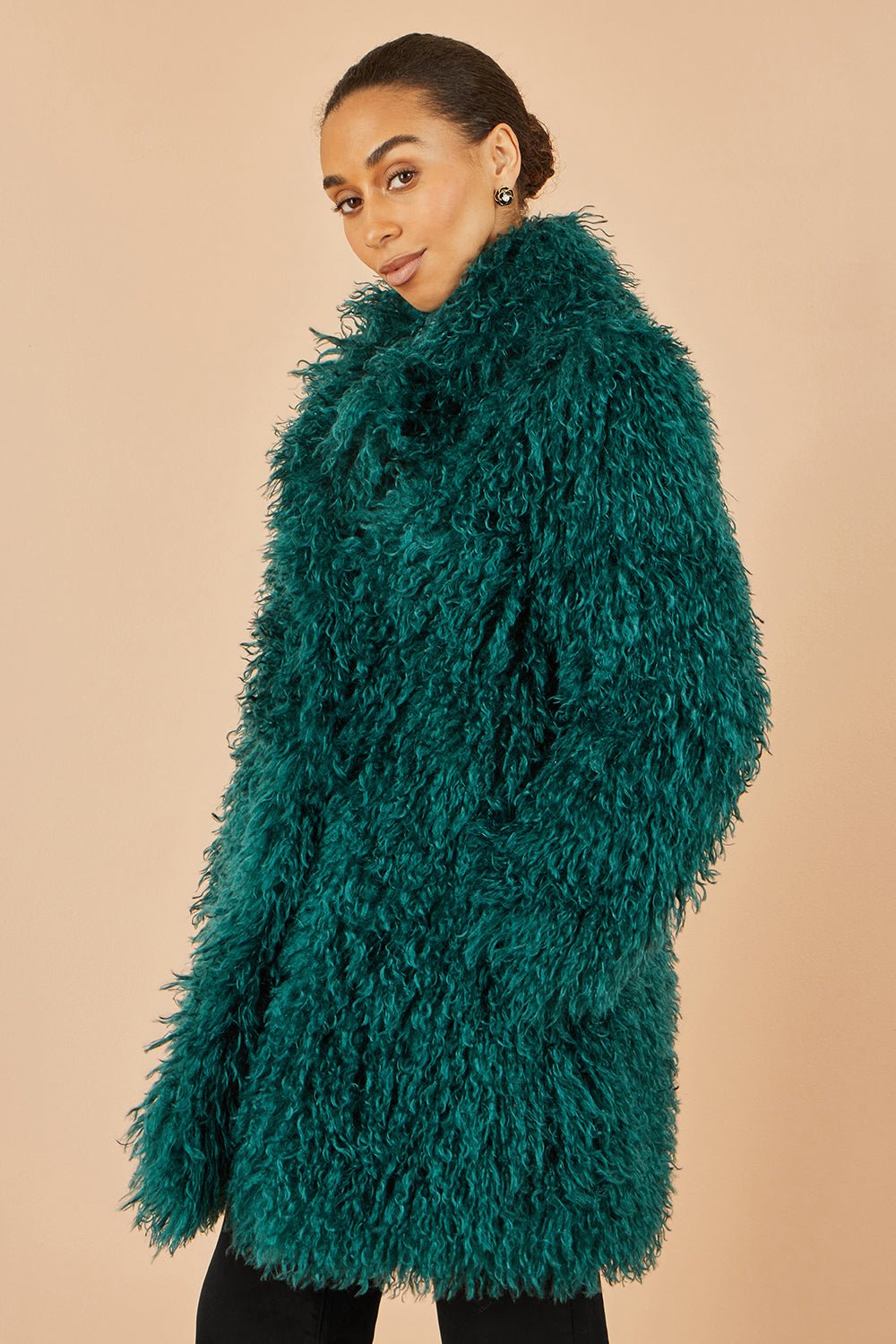 Yumi Teal Luxe Long Hair Fur Coat - Vintress Fashion